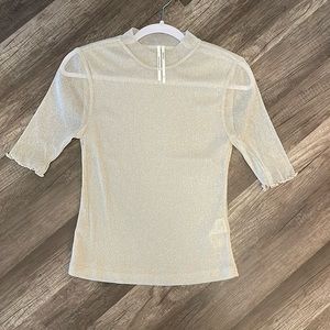 Anthropologie sparkley sheer 3/4 top